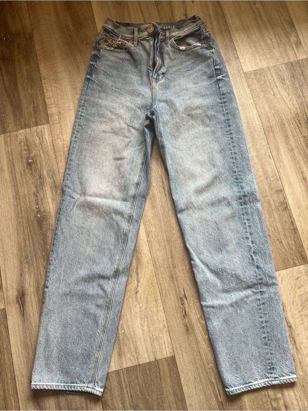 American Eagle Light Wash 100% Cotton Wide Leg Jeans 0R
